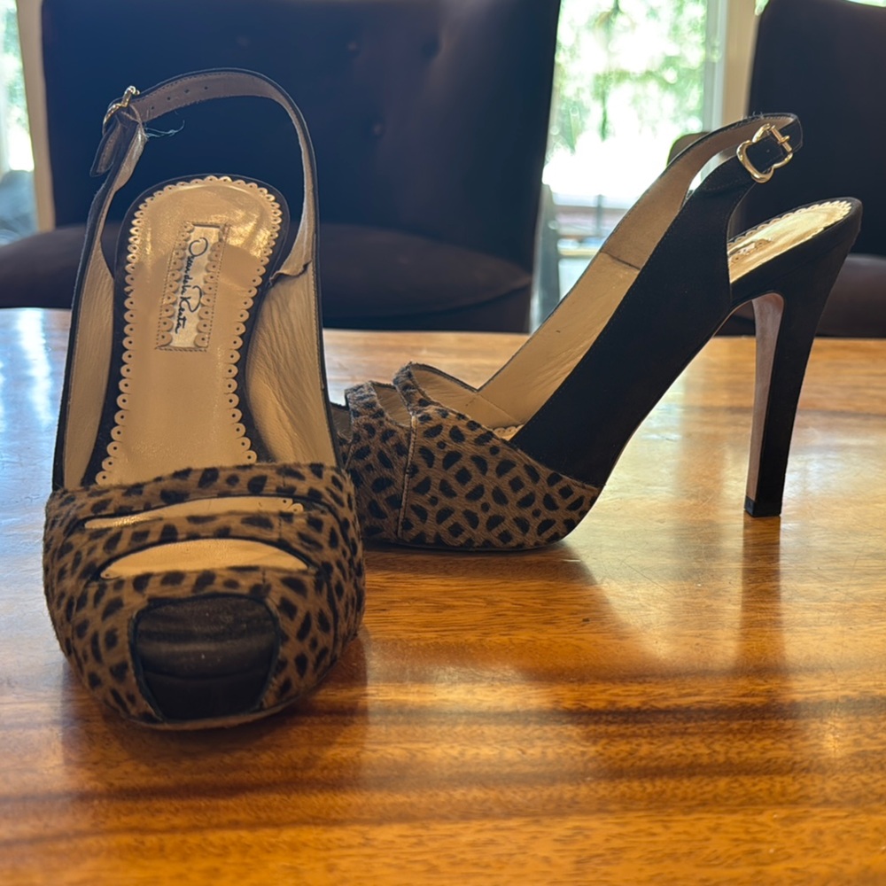 Leopard Print Peep Toe Heels